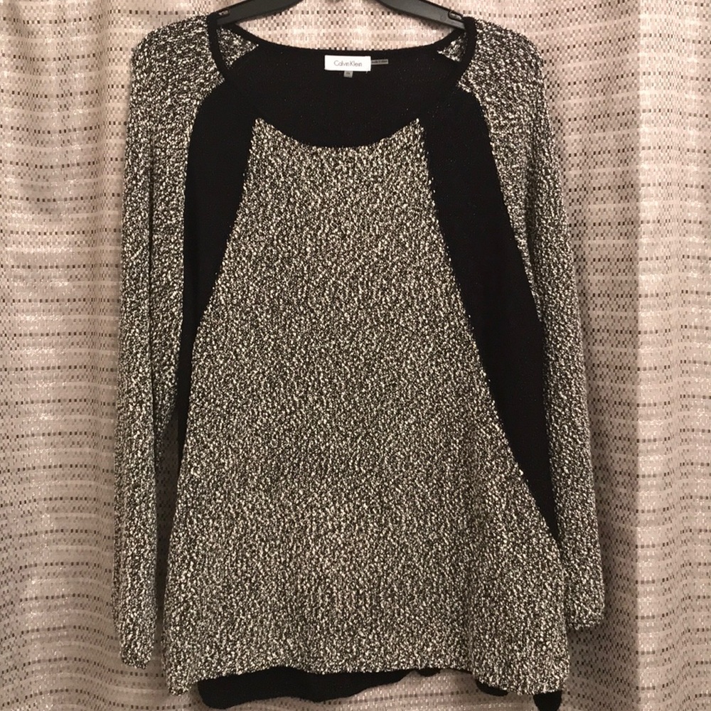 Calvin Klein black & white long-sleeve sweater 2X